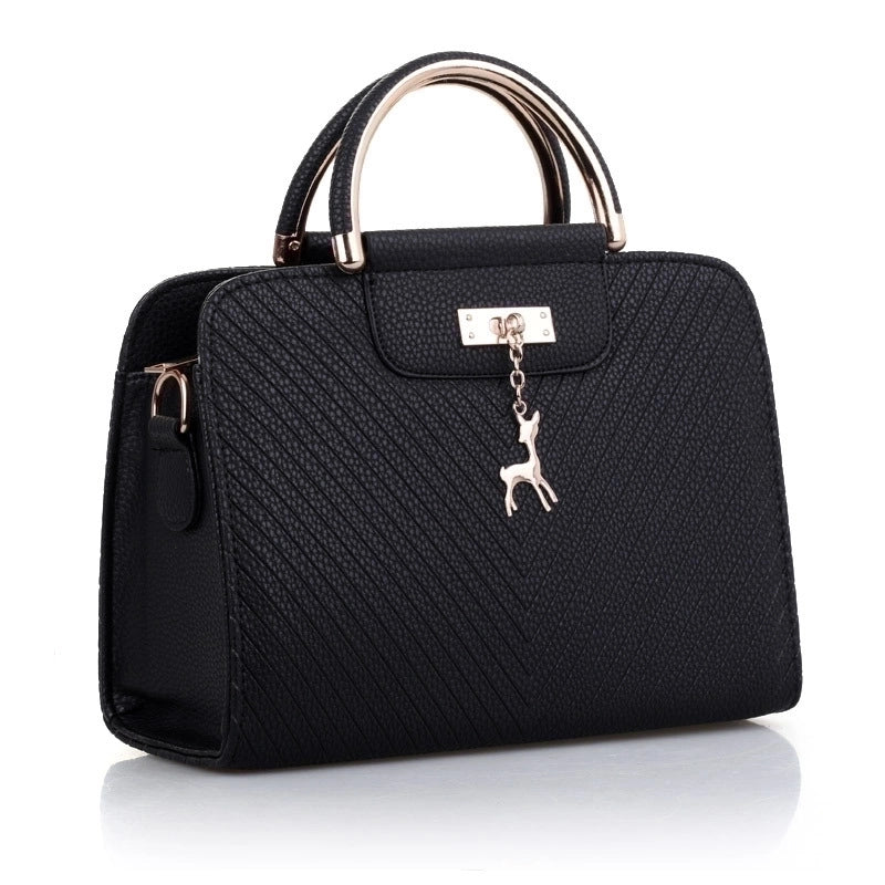Women's Large Pu Leather Solid Color Elegant Zipper Handbag