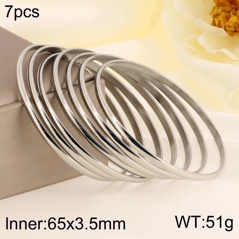 Minimalist Solid Color 304 Stainless Steel 18K Gold Plated Bangle In Bulk