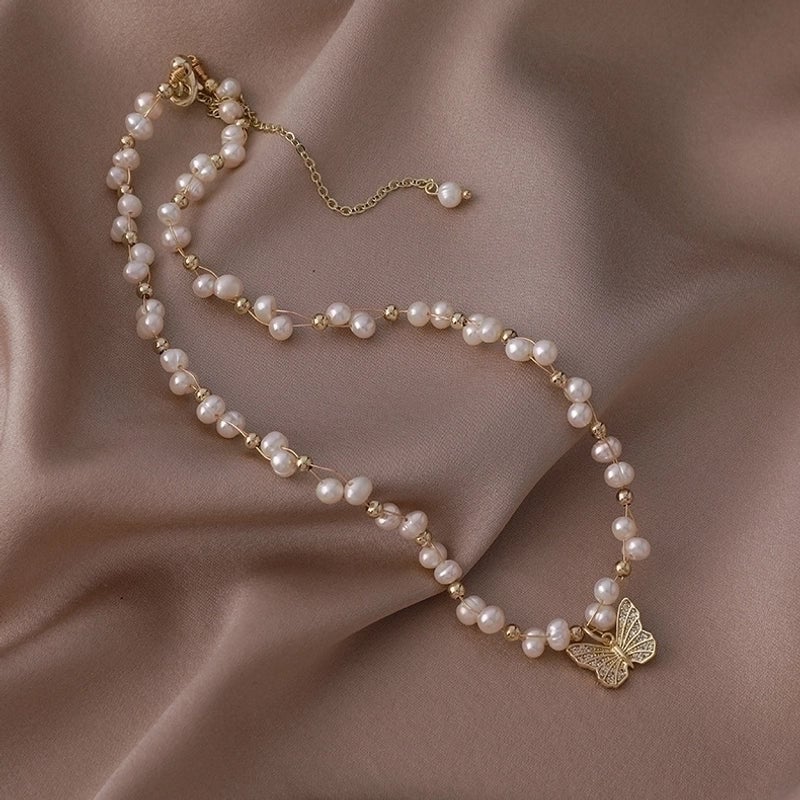 Alloy Freshwater Pearl Copper Fashion Solid Color Irregular Necklace