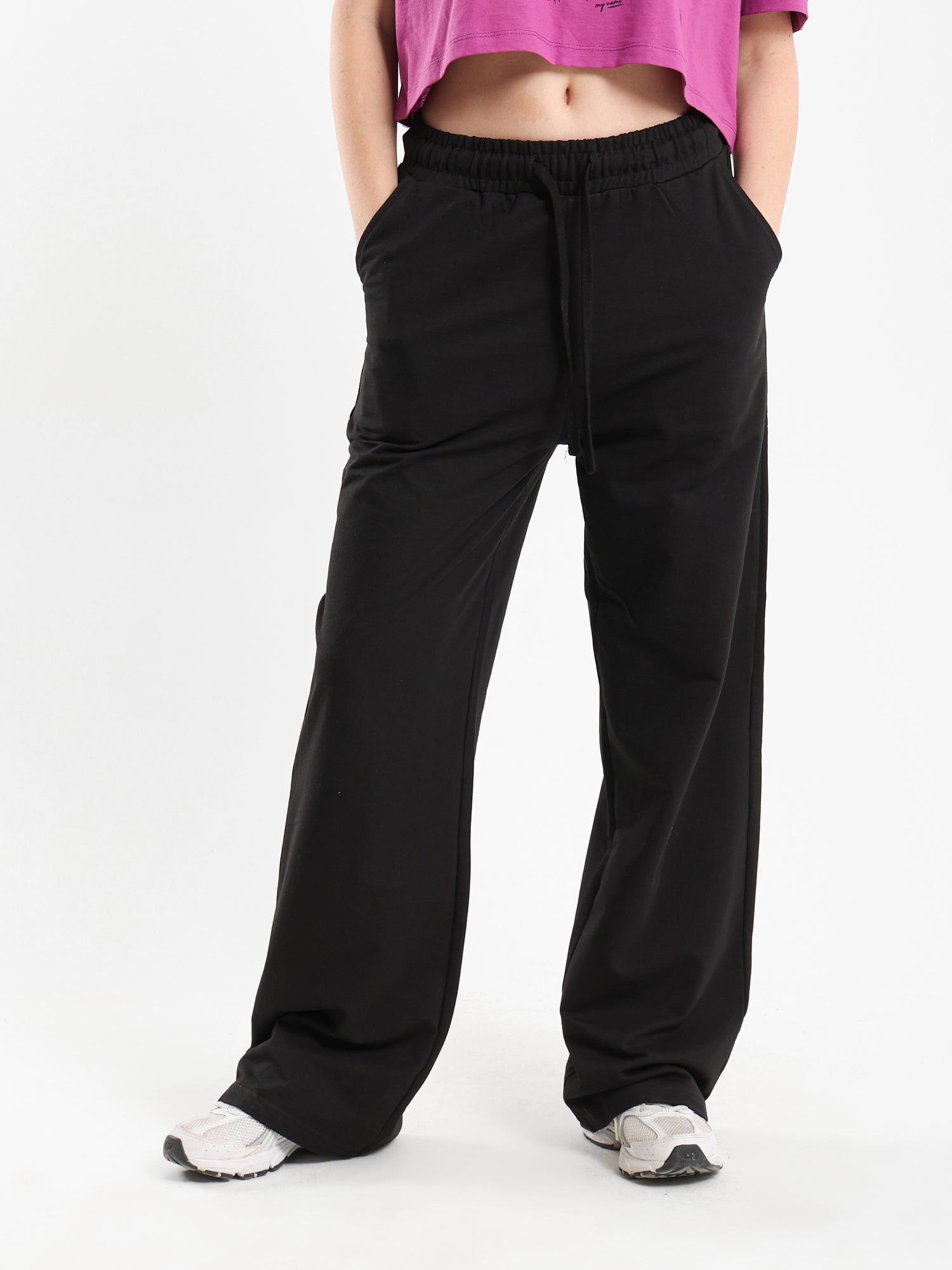 Wide-Leg Melton Joggers