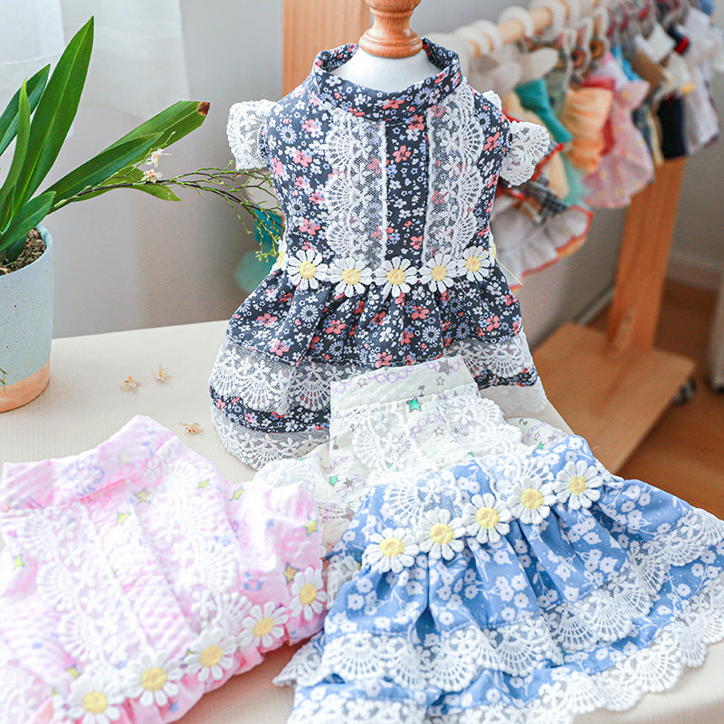 Lace Design Floral Dog Cat Dress