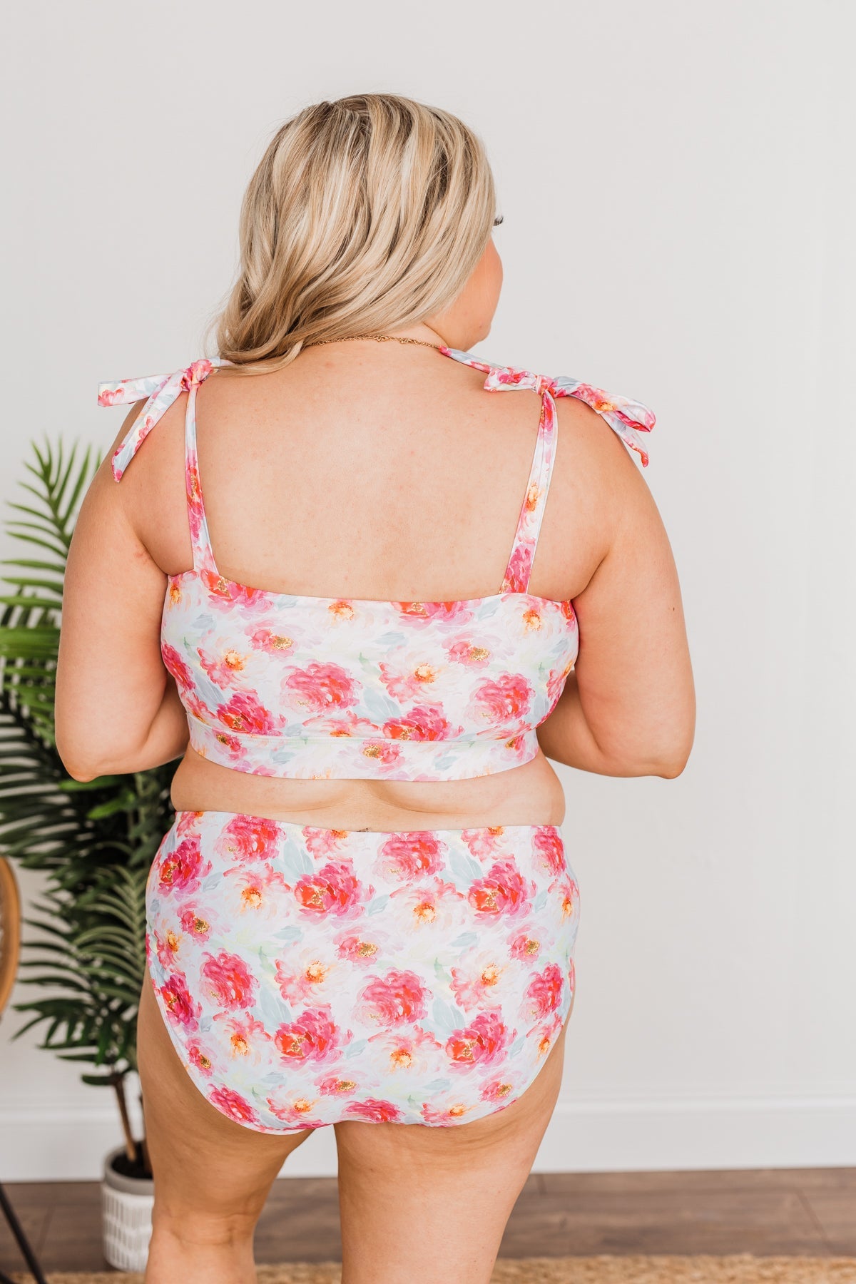 Bask In The Sun Mid-Rise Swim Bottoms- Ivory Floral