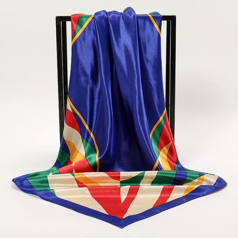 Unisex Streetwear Stripe Cashew Nuts Flower Satin Printing Silk Scarf