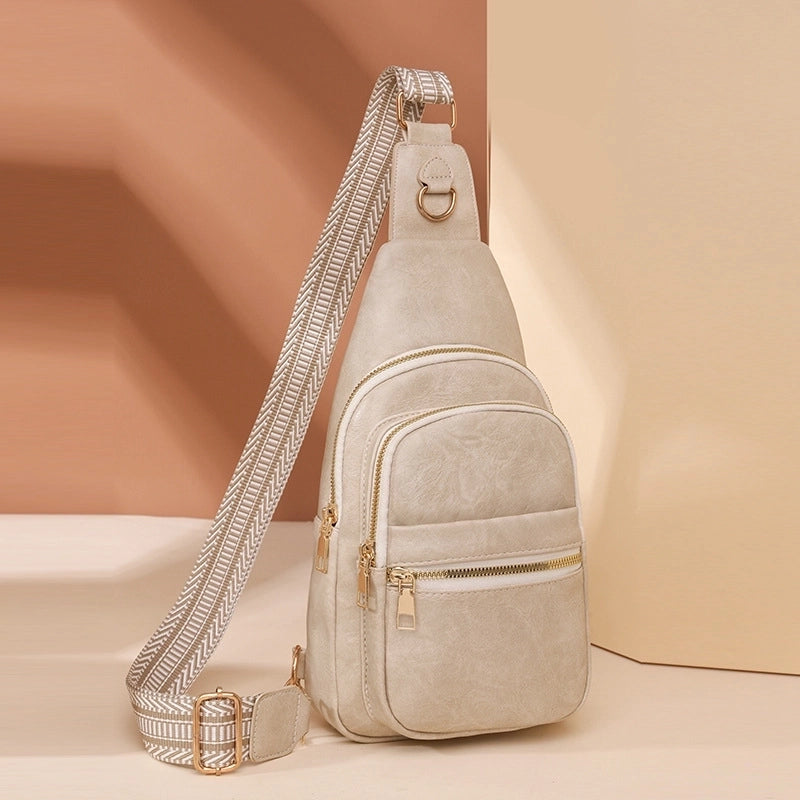 Women's Pu Leather Solid Color Vintage Style Classic Style Square Zipper Crossbody Bag Fanny Pack