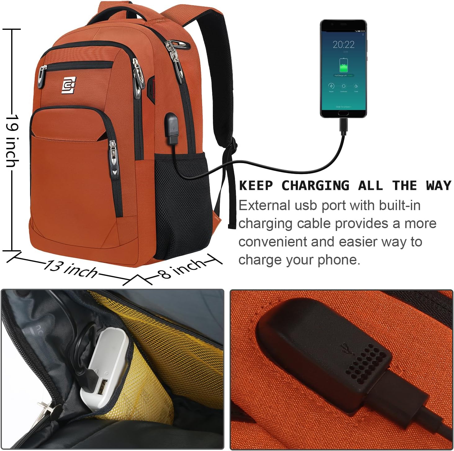 Laptop Backpack,Business Travel Anti Theft Slim Durable Laptops Backpack with USB Charging Port,Water Resistant College Computer Bag for Women & Men Fits 15.6 Inch Laptop and Notebook - Black