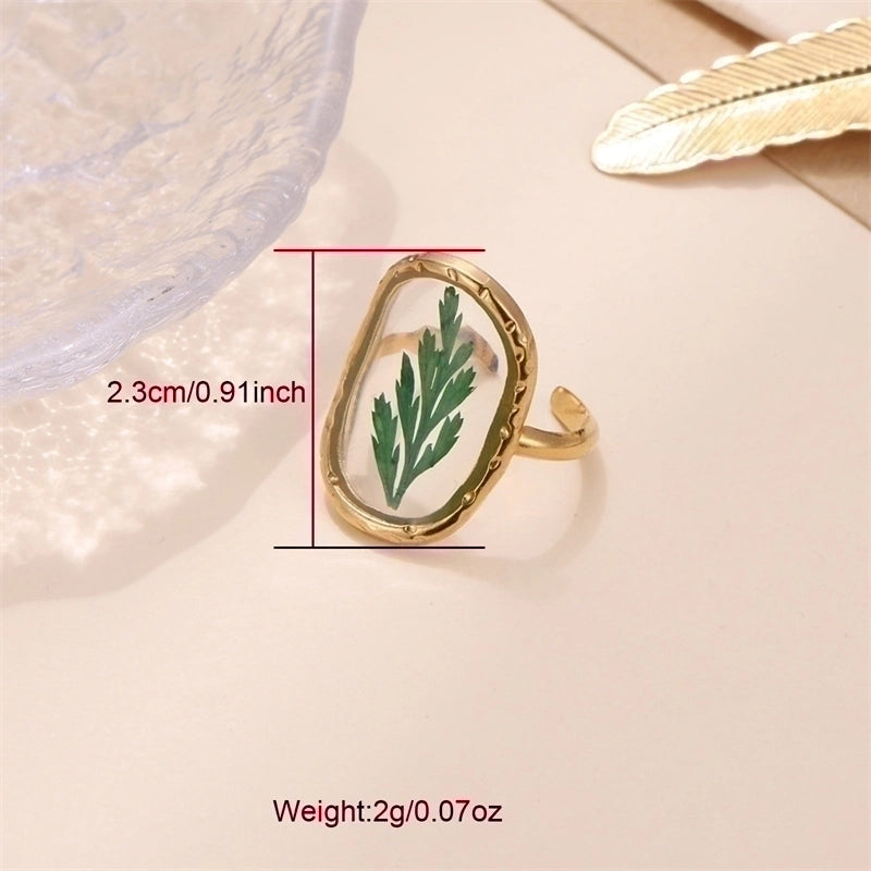 Cute Pastoral Oval Flower 304 Stainless Steel 18K Gold Plated Plating Open Rings