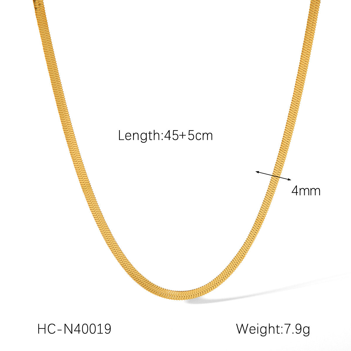 18K Gold Stainless Steel Blade Chain Inlaid Zircon Necklace Flat Snake Chain Titanium Steel Clavicle Chain