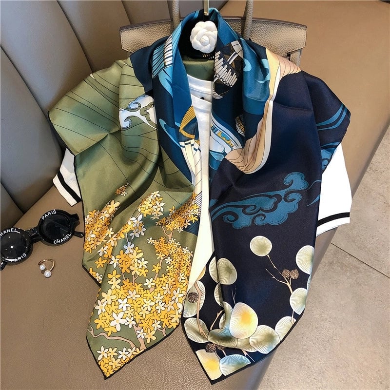Women's Elegant Minimalist Printing Silk Printing Silk Scarf