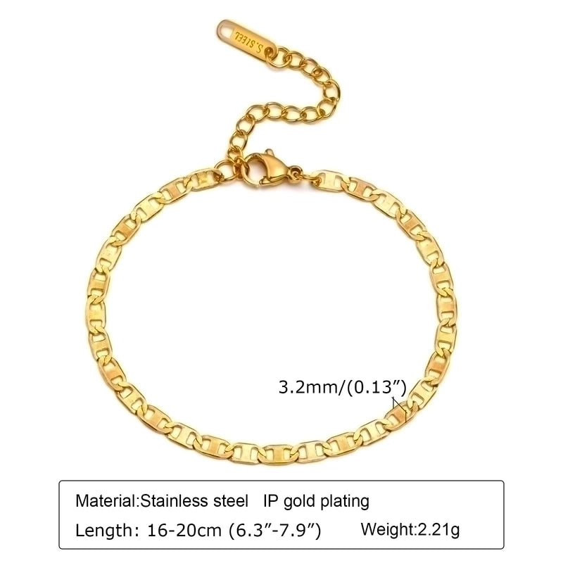 IG Style Casual Minimalist Geometric 201 Stainless Steel 18K Gold Plated Bracelets In Bulk