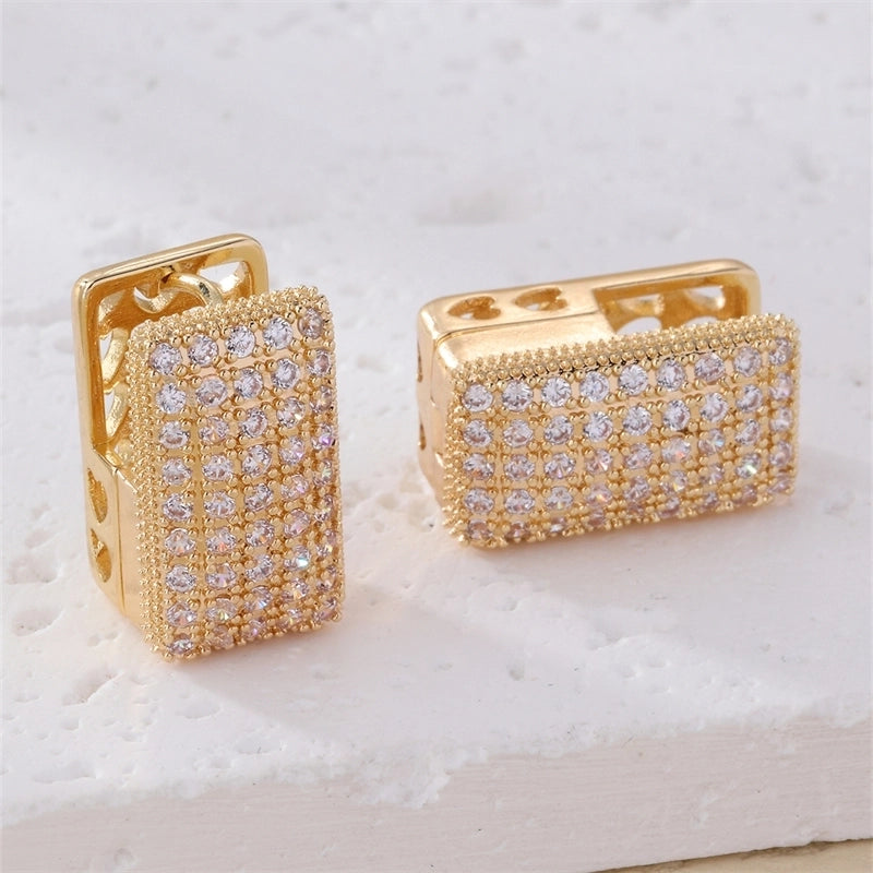 1 Pair IG Style Retro Minimalist Geometric Round Plating Inlay Copper Zircon K Gold Plated Ear Studs