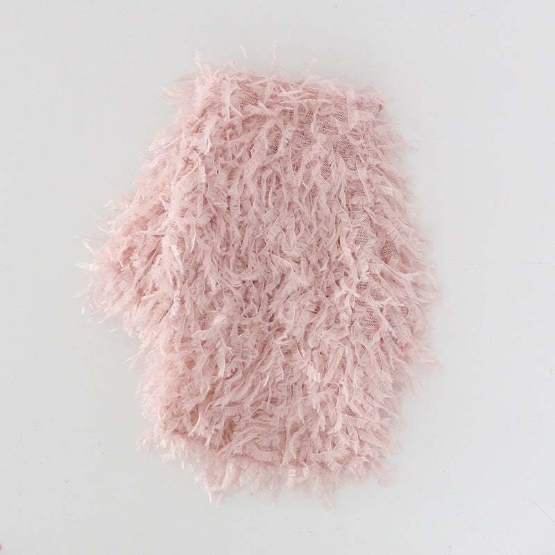 Tassel Faux Fur Dog Sweater&Hat