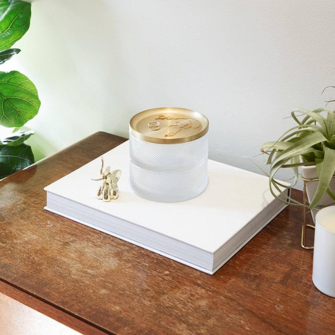 Tesora Storage Box - Glass Brass