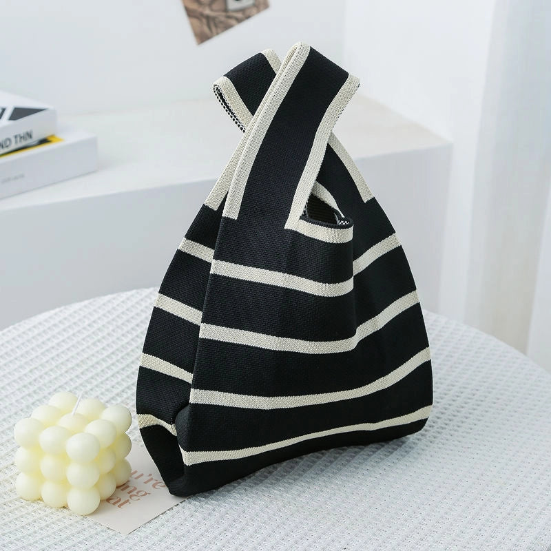 Women's Small Knit Color Block Streetwear Square Open Shoulder Bag