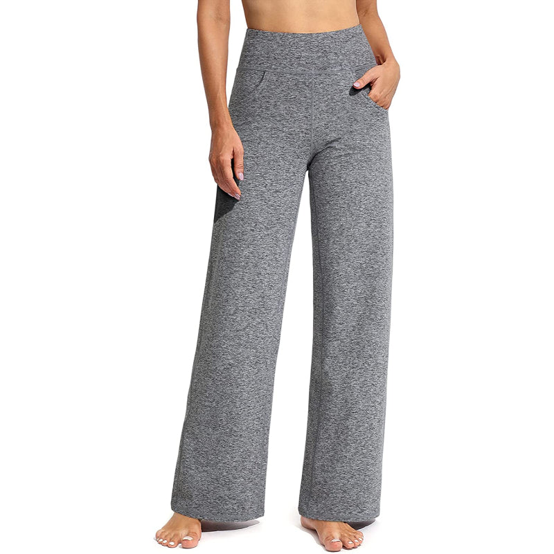 Women Wide Leg Yoga Pants High Waist Stretch Workout Sweatpants With Pockets Casual Straight Leg Pants
