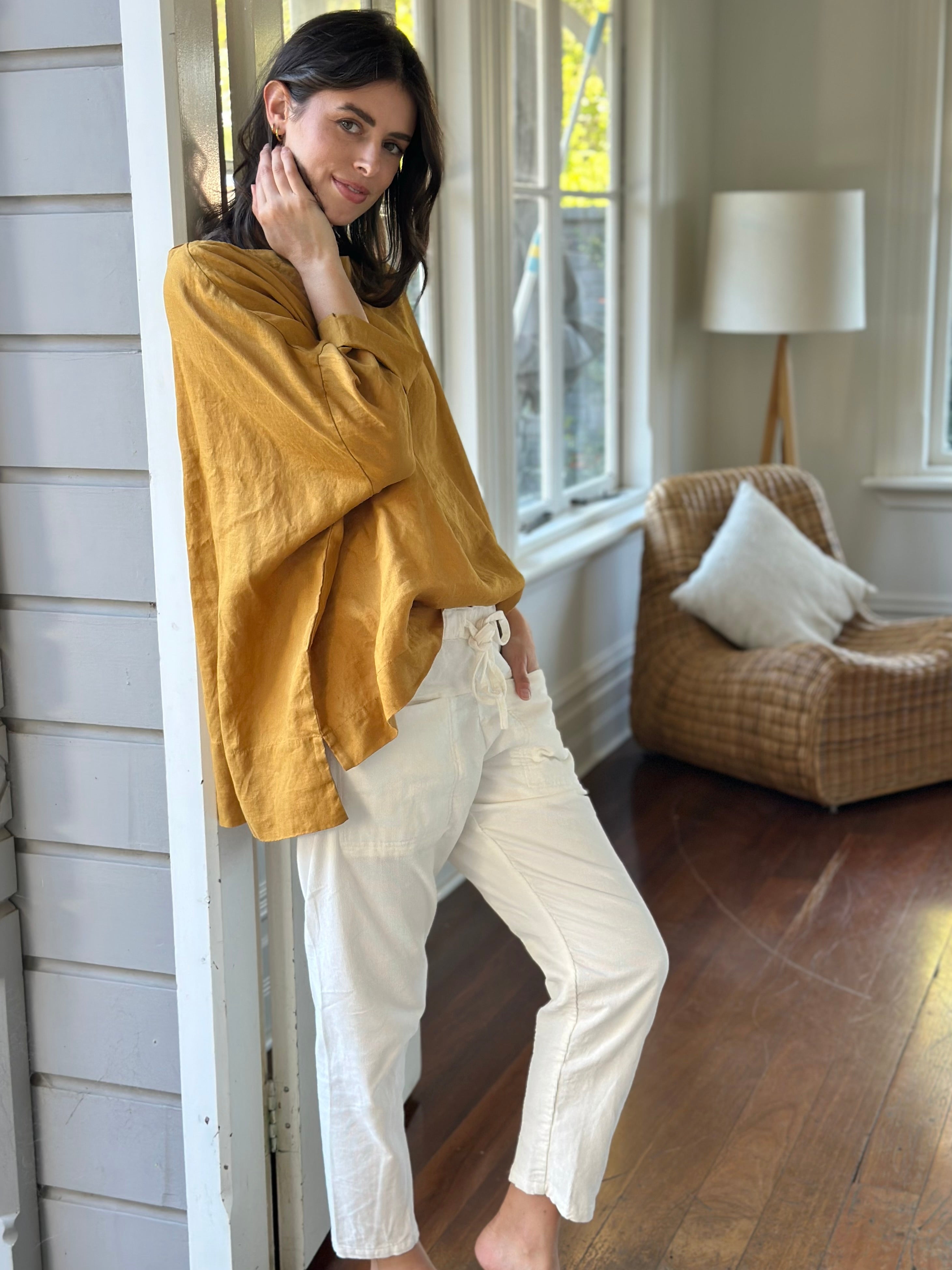 avril top - turmeric linen