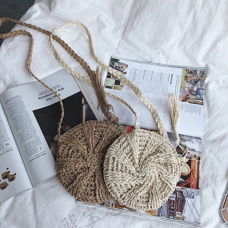 Women's All Seasons Straw Vacation Shoulder Bag Straw Bag