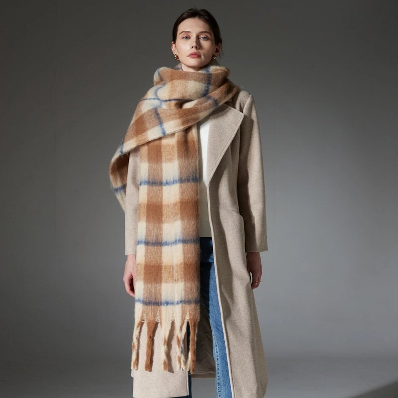 Women's Casual Lattice Polyester Tassel Scarf
