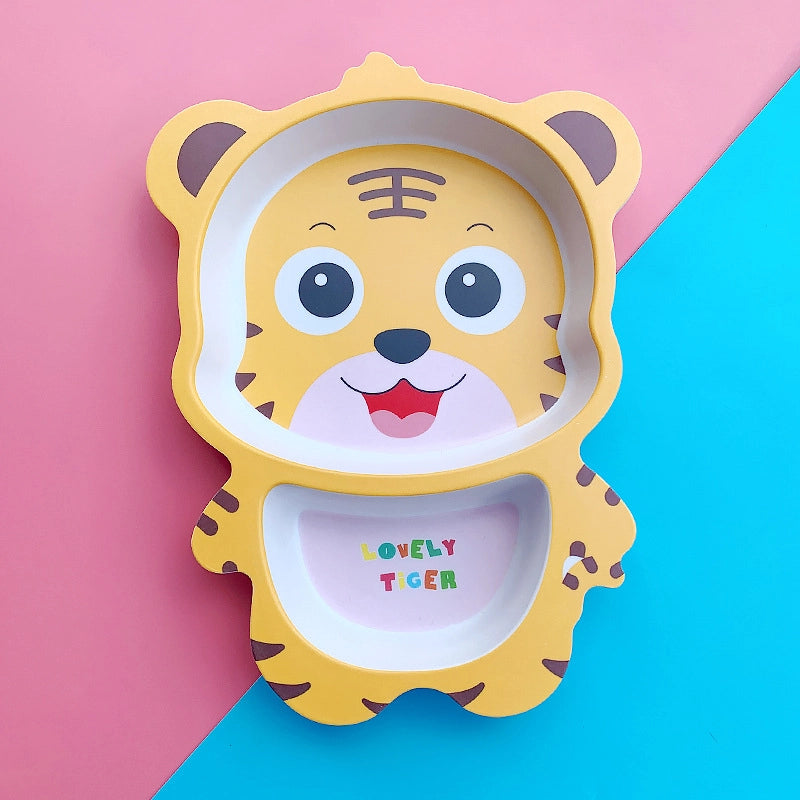 Creative Cute Cartoon Bamboo Fiber Children Dishes Household Kindergarten Children's Plate Baby Grid Plate