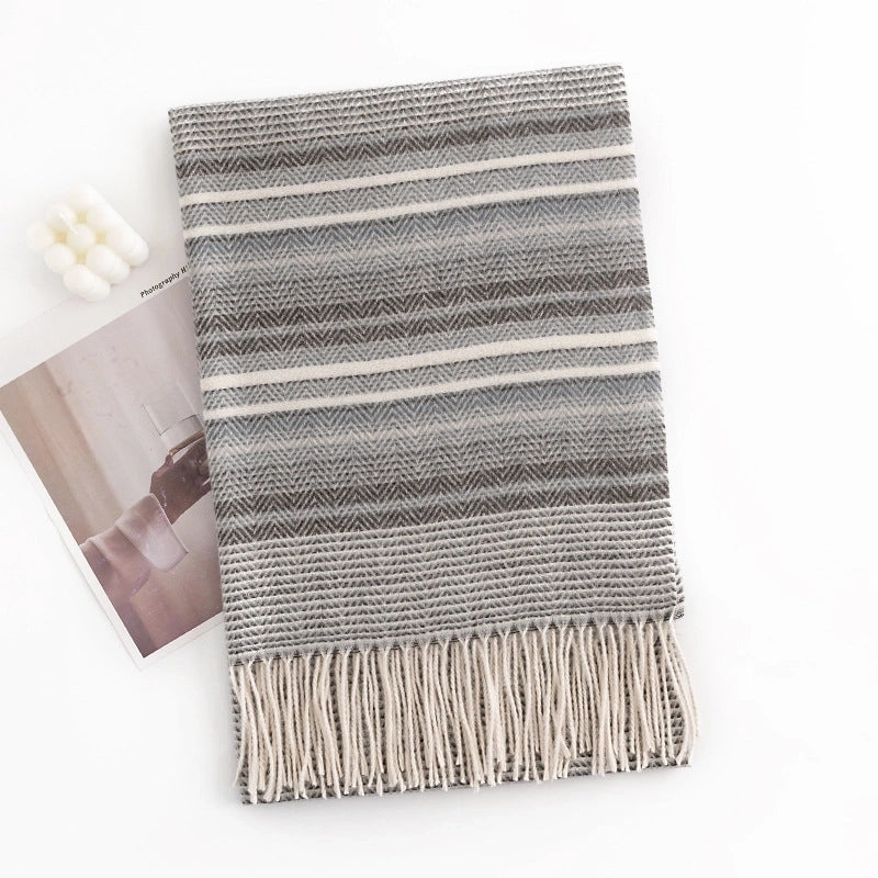 Warm Artificial Cashmere Scarf Plaid Student Couple Winter Thicken Thermal Scarf