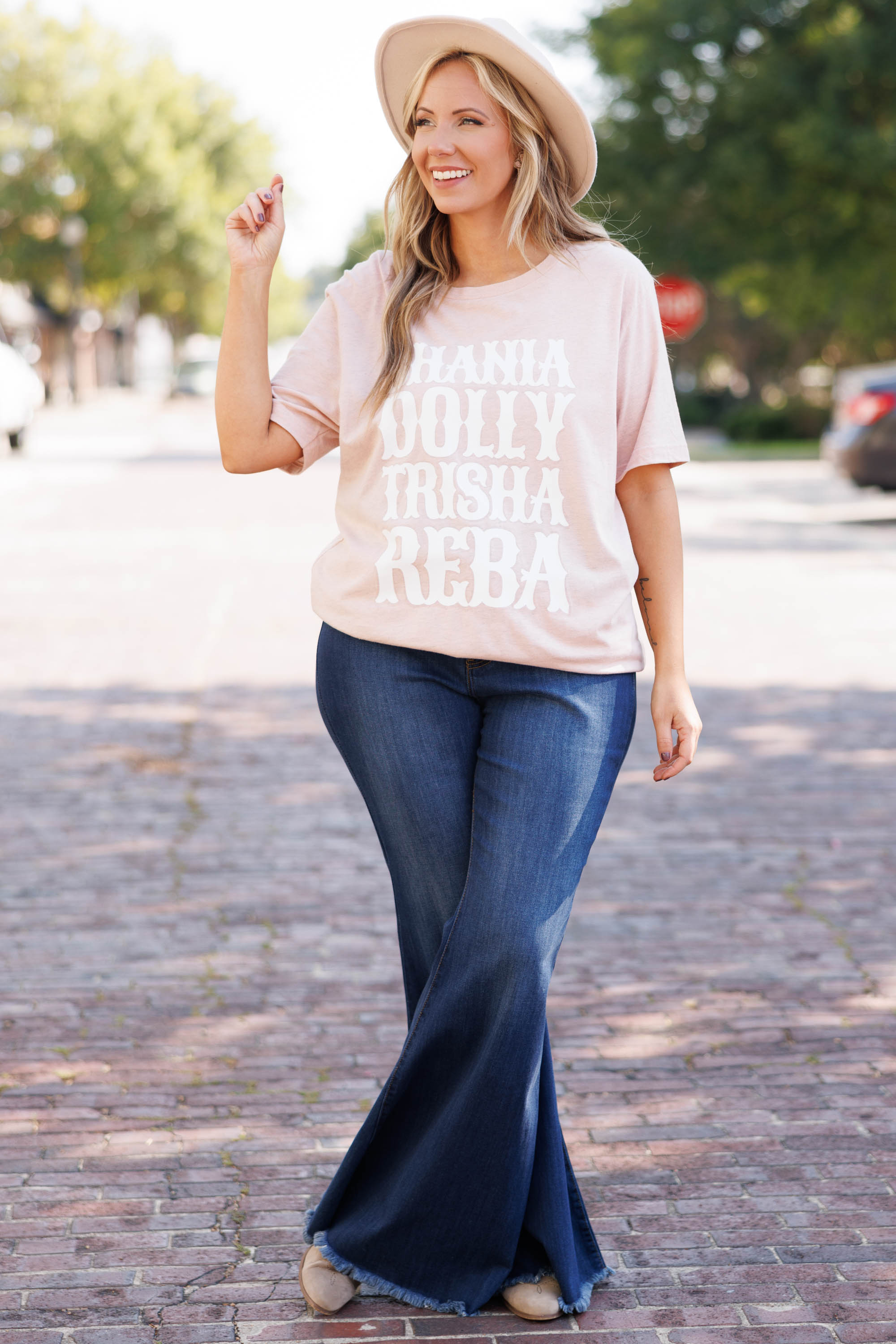 Ladies Of Country Music Tee. Heather Prism Peach