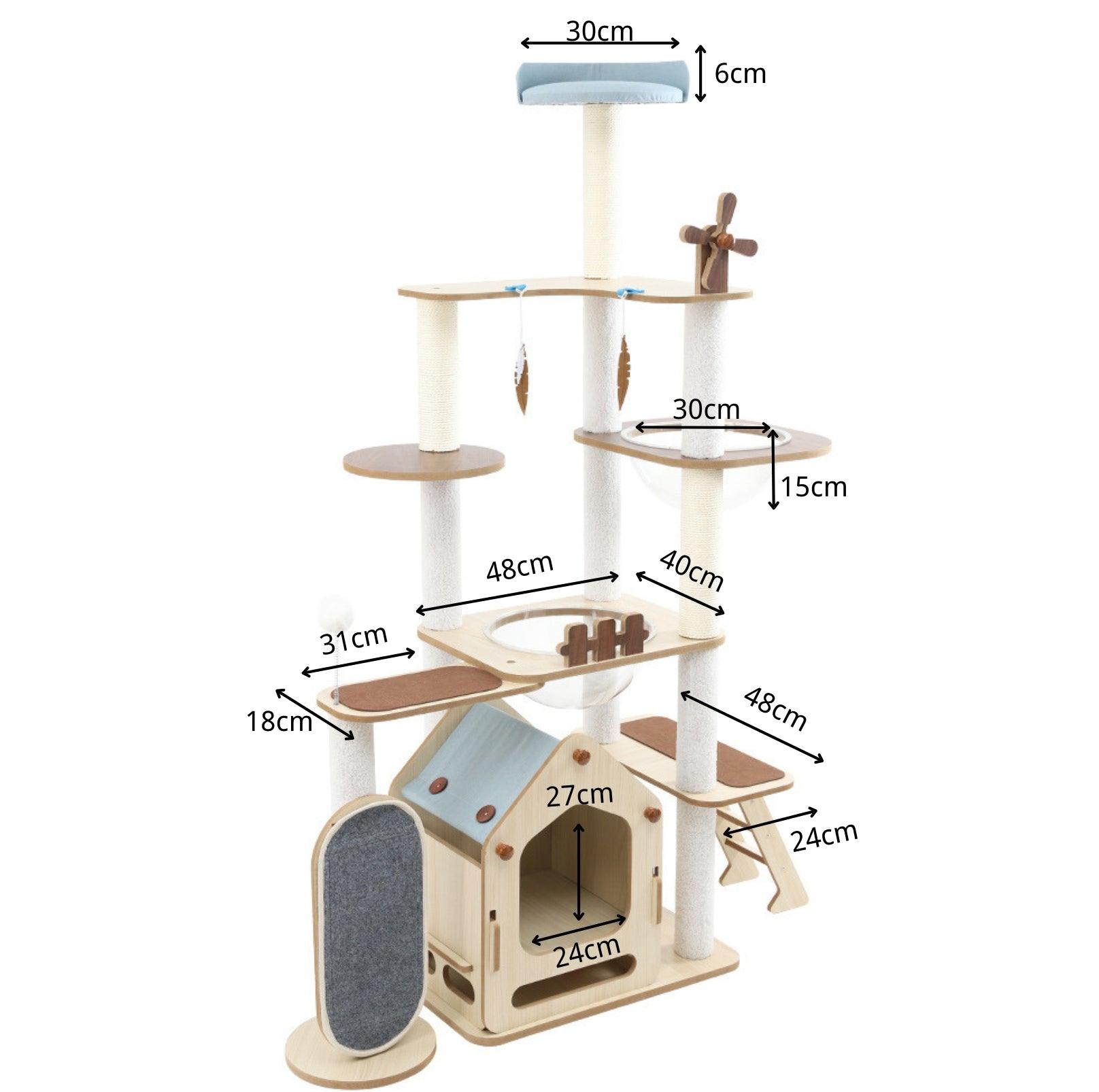 Adorable & Attractive Modern Wooden Large Cat Tree with Windmill Design