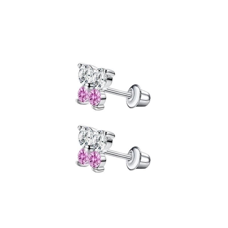 1 Pair Minimalist Cross Star Butterfly Plating Inlay Stainless Steel Zircon Ear Studs
