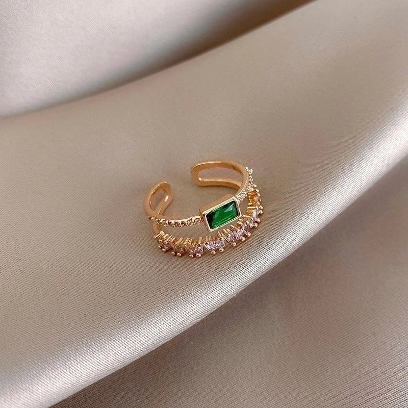Sweet Flower Metal Plating Inlay Pearl Zircon Gold Plated Women's Open Ring
