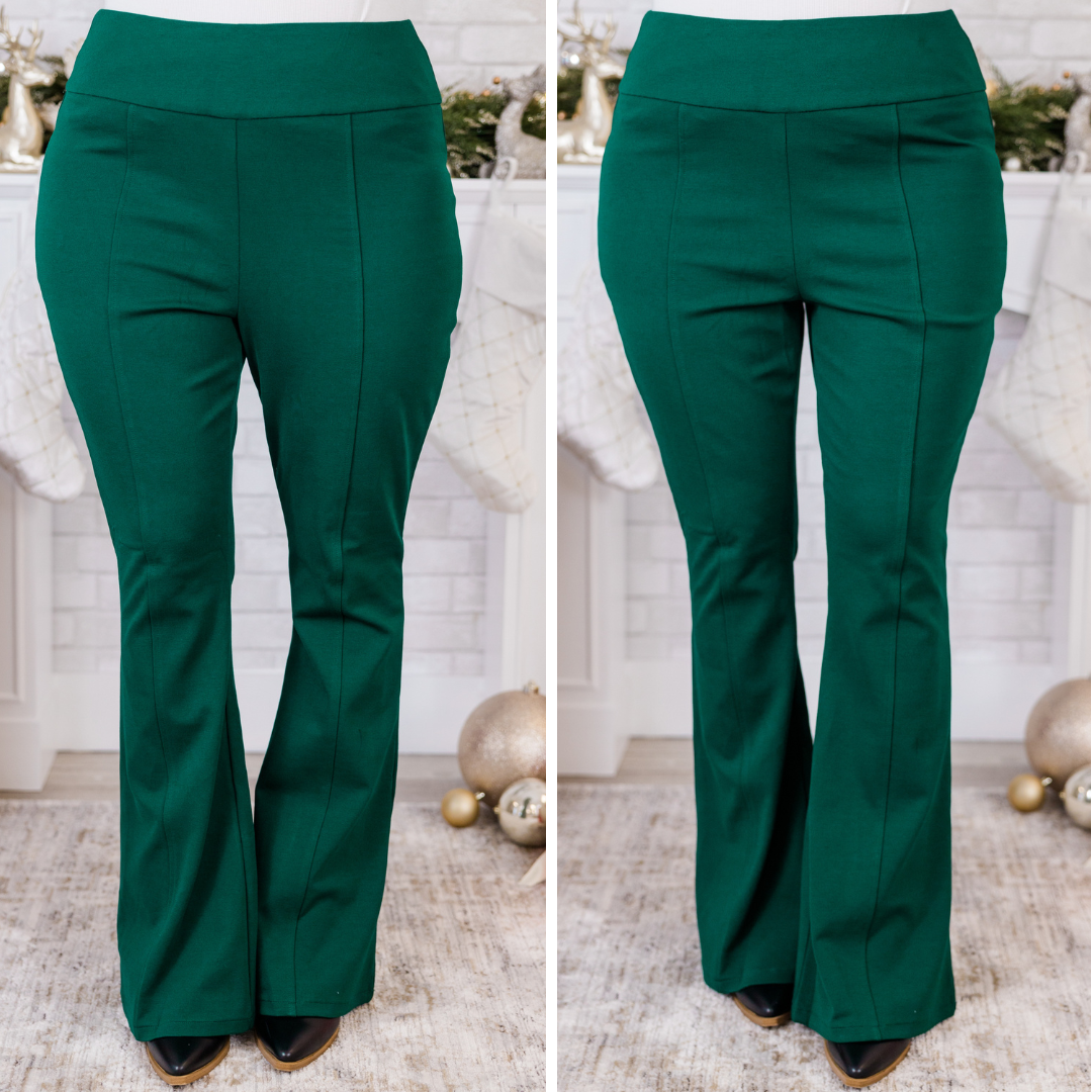 Deep Dive Flare Pants. Hunter Green