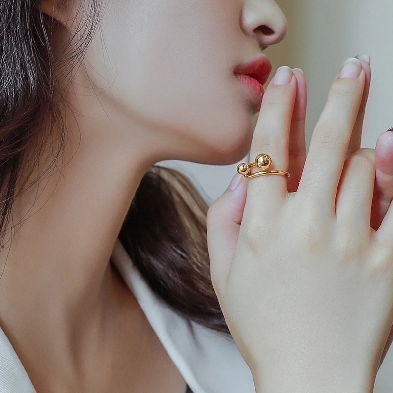 Fashion Solid Color 304 Stainless Steel 18K Gold Plated Plating Rings