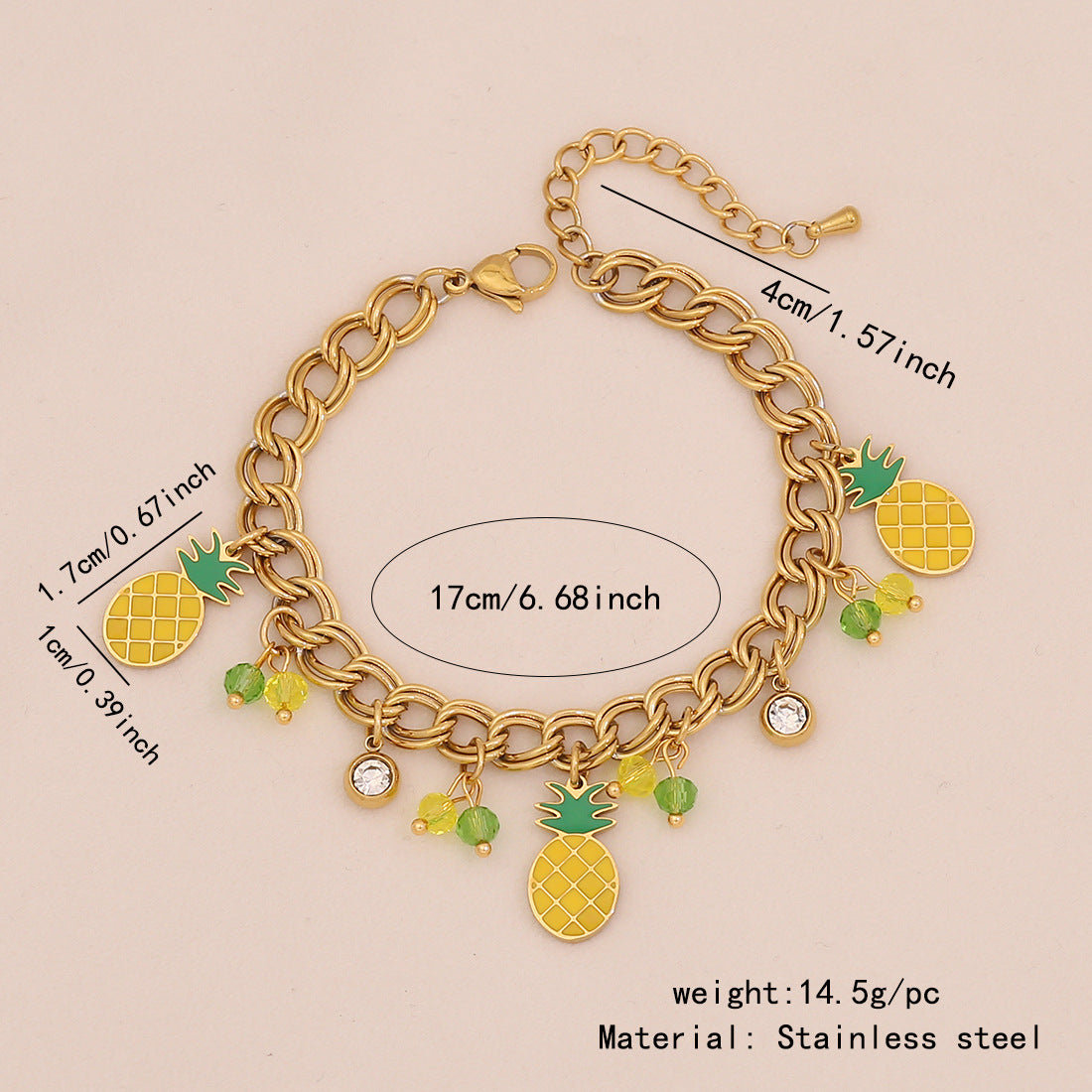 Fruit Watermelon Pineapple Pendant Necklace Colored Crystal Necklace N1524