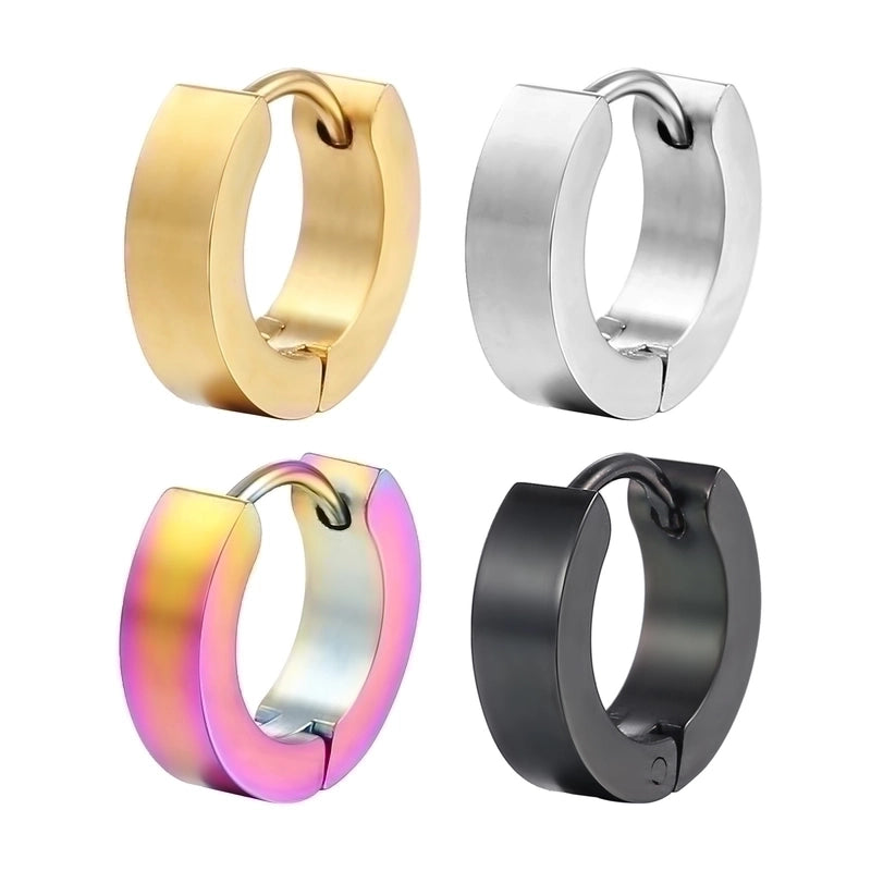 1 Piece Punk Round Plating 201 Stainless Steel 18K Gold Plated Hoop Earrings