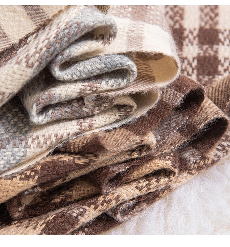 Women's Elegant Plaid Imitation Cashmere Tassel Scarf