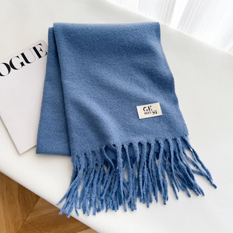 Women's Minimalist Solid Color Imitation Cashmere Tassel Scarf