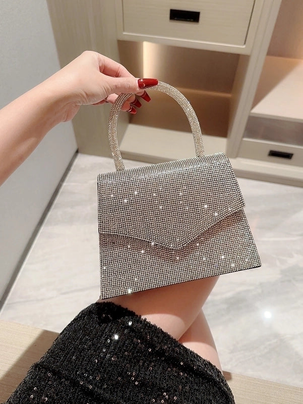 Silver Polyester Solid Color Evening Bags