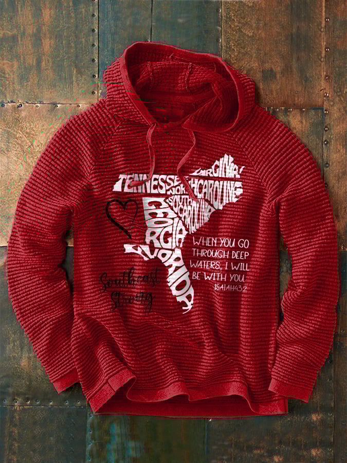 Men's Retro Southeast Strong When You Go Through Deep Waters. I Will Be With You Isaiah 43:2 Tennessee Georgia. South Carolina. North Carolina. . Virginia. Florida Print Hoodie