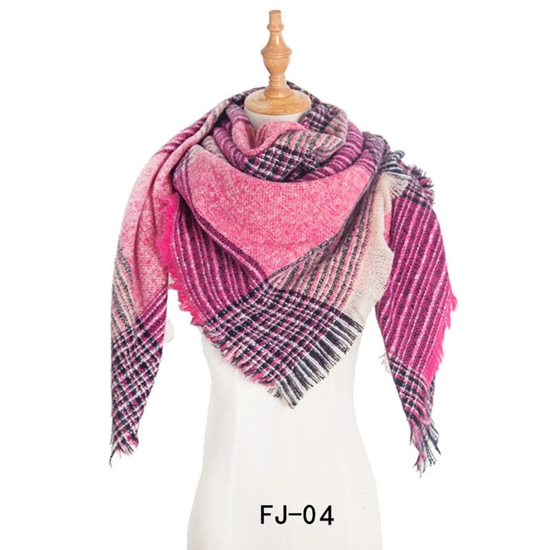 Autumn And Winter New Ring Yarn Thickened Double-sided Lattice Prick Scarf Scarf Women's Scarf Shawl Manufacturers