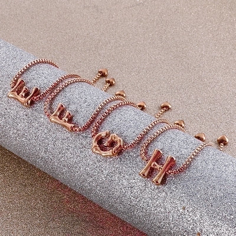 Casual Minimalist Letter Heart Shape Stainless Steel 18K Gold Plated Bracelets In Bulk