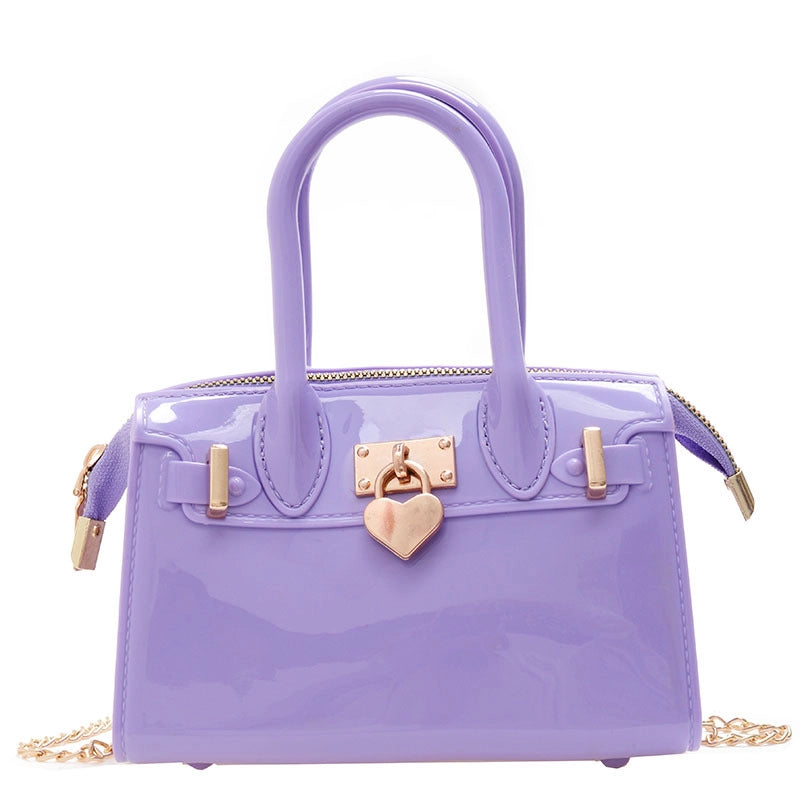 Women's Small All Seasons Pvc Solid Color Fashion Square Lock Clasp Handbag