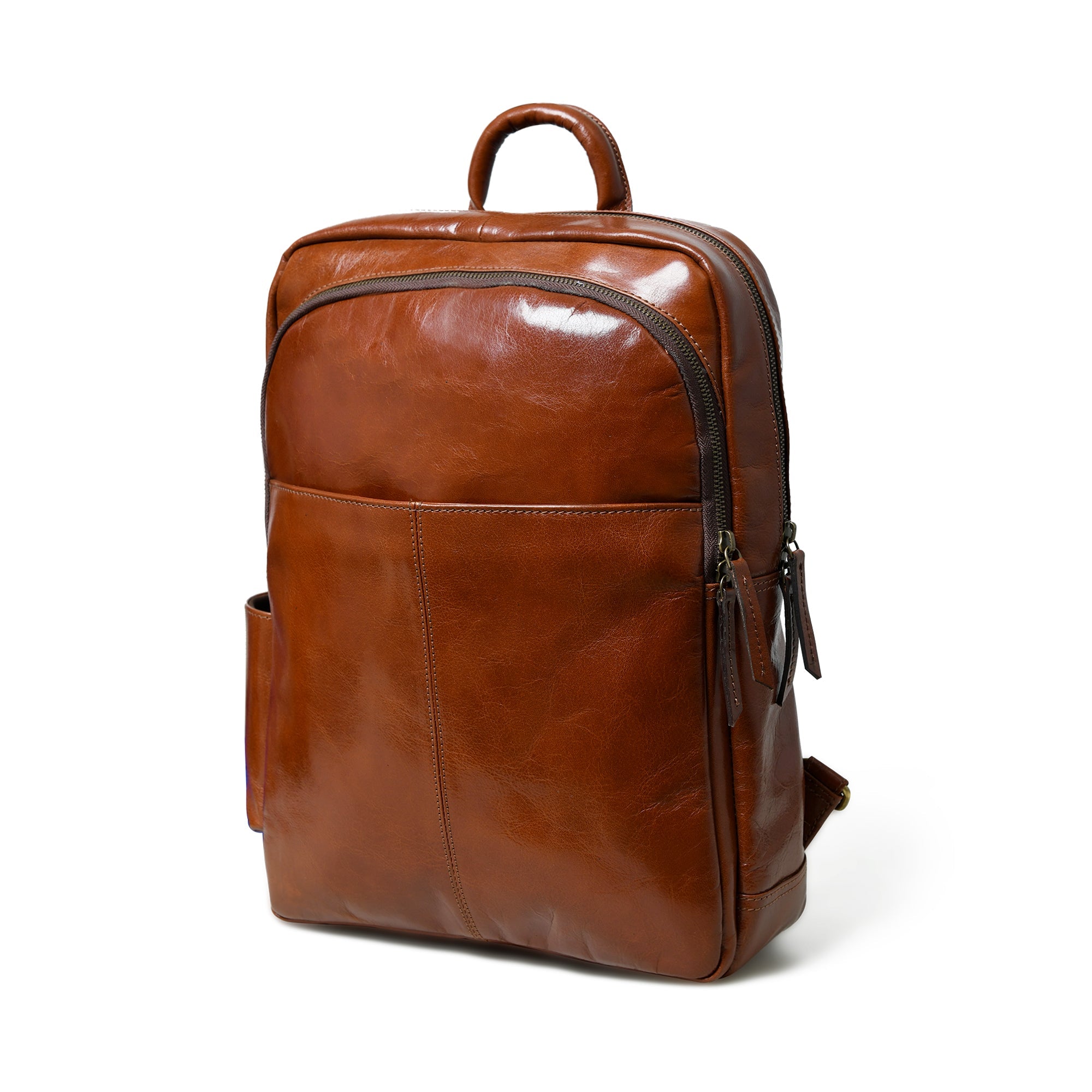 Luxury Italian Leather Backpack. Tan