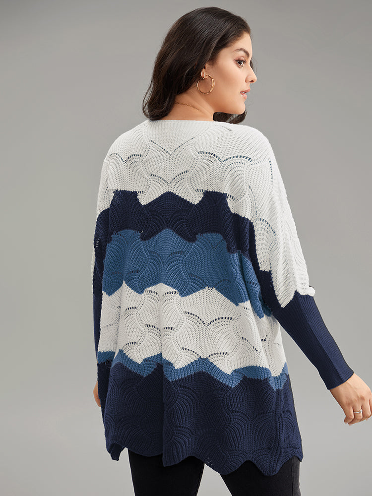 Contrast Cut Out Batwing Sleeve Pullover