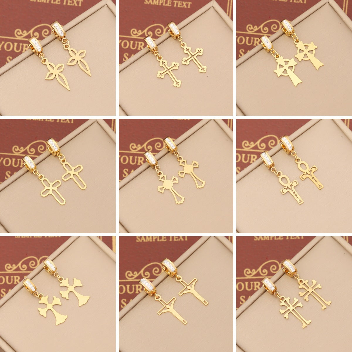 Expressive Cross Stainless Steel Electroplating Earrings