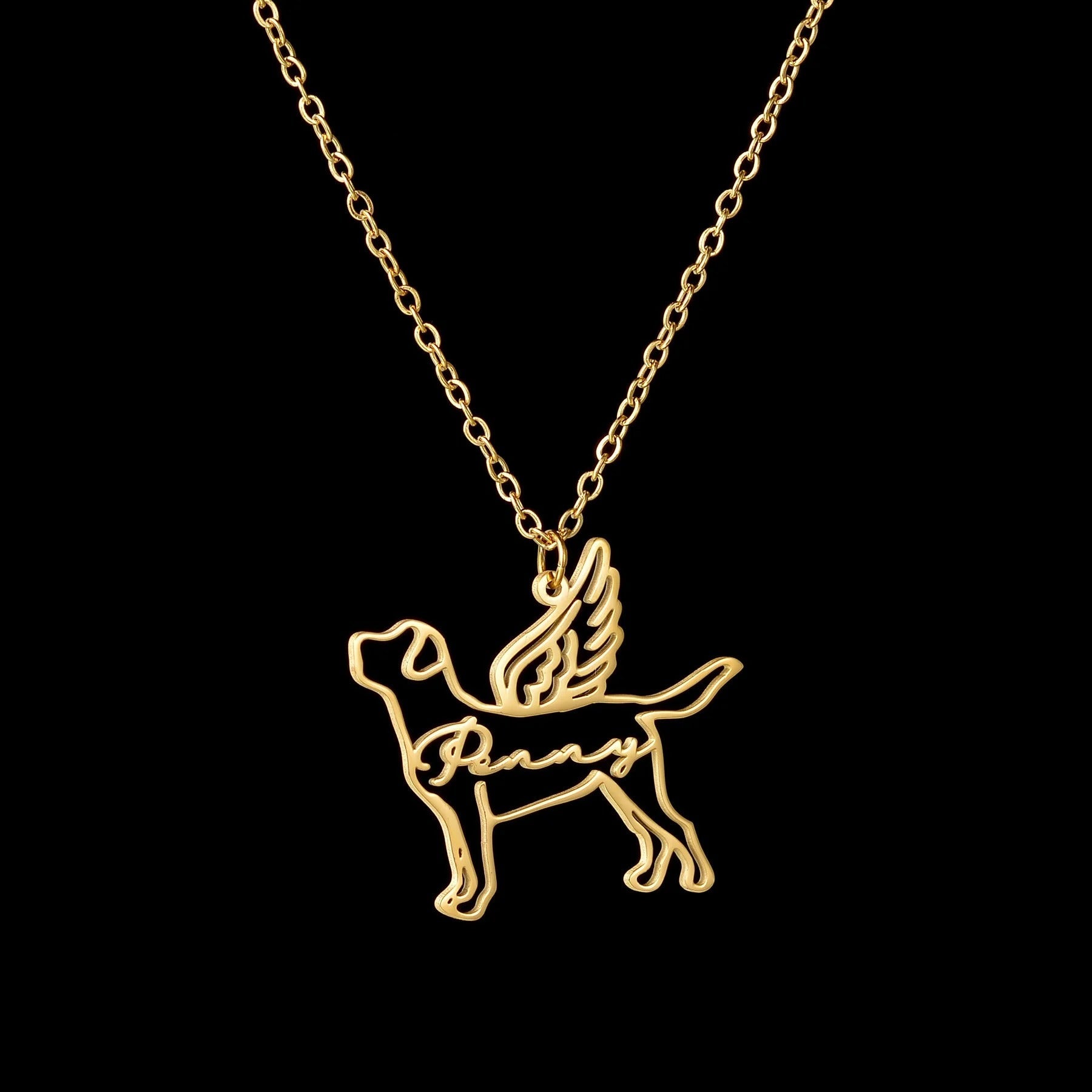 Custom Animal Outline Pendant Necklace With Name Design