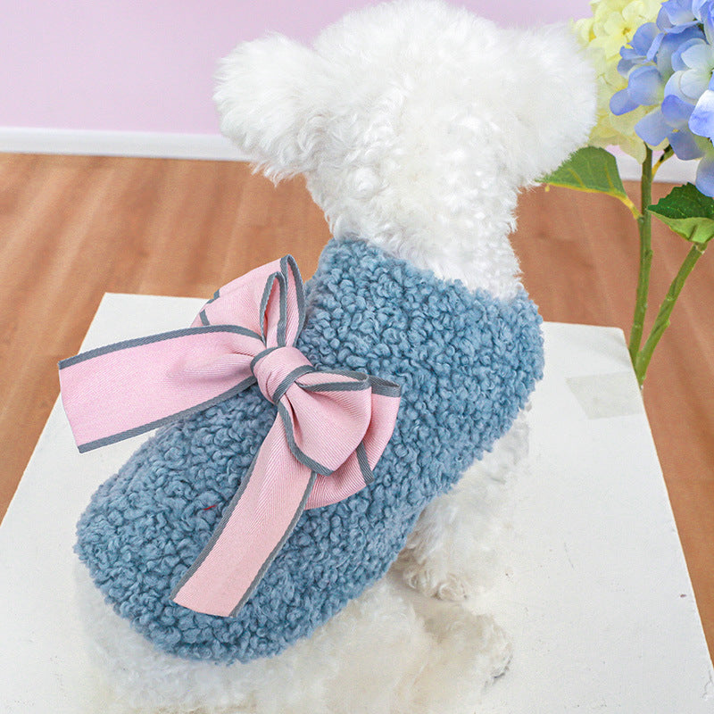 Bow Warm Fleece Dog Vest Jacket