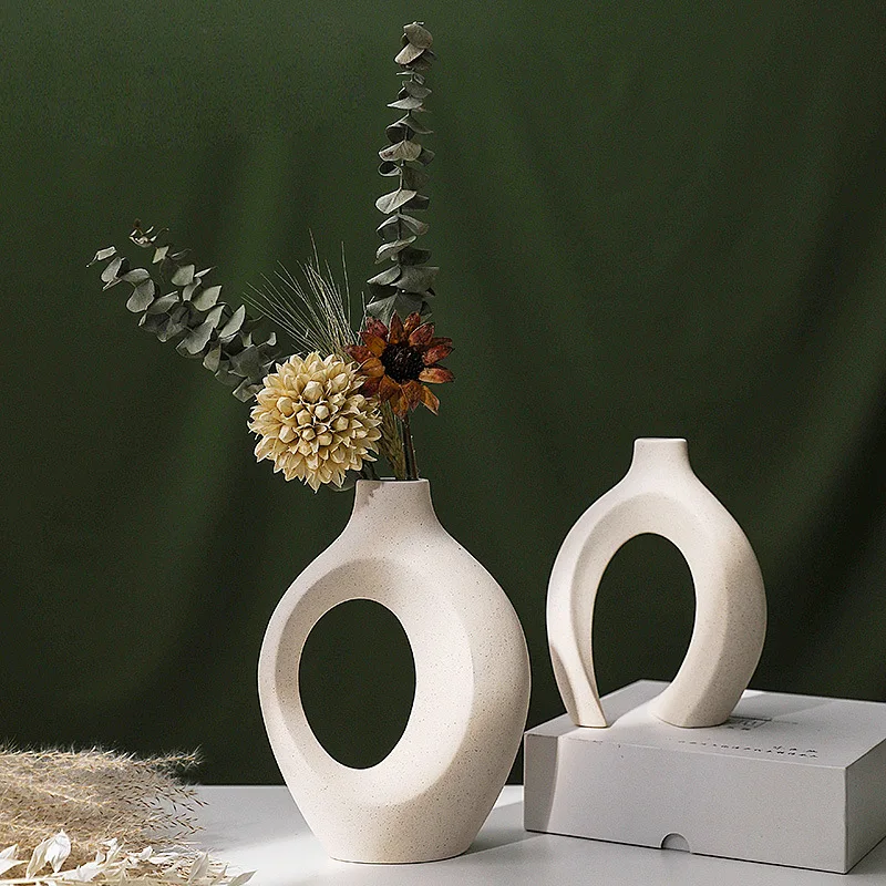 Hot selling natural dry flower vase Nordic minimalist modern home decoration bouquet unglazed pottery vase set