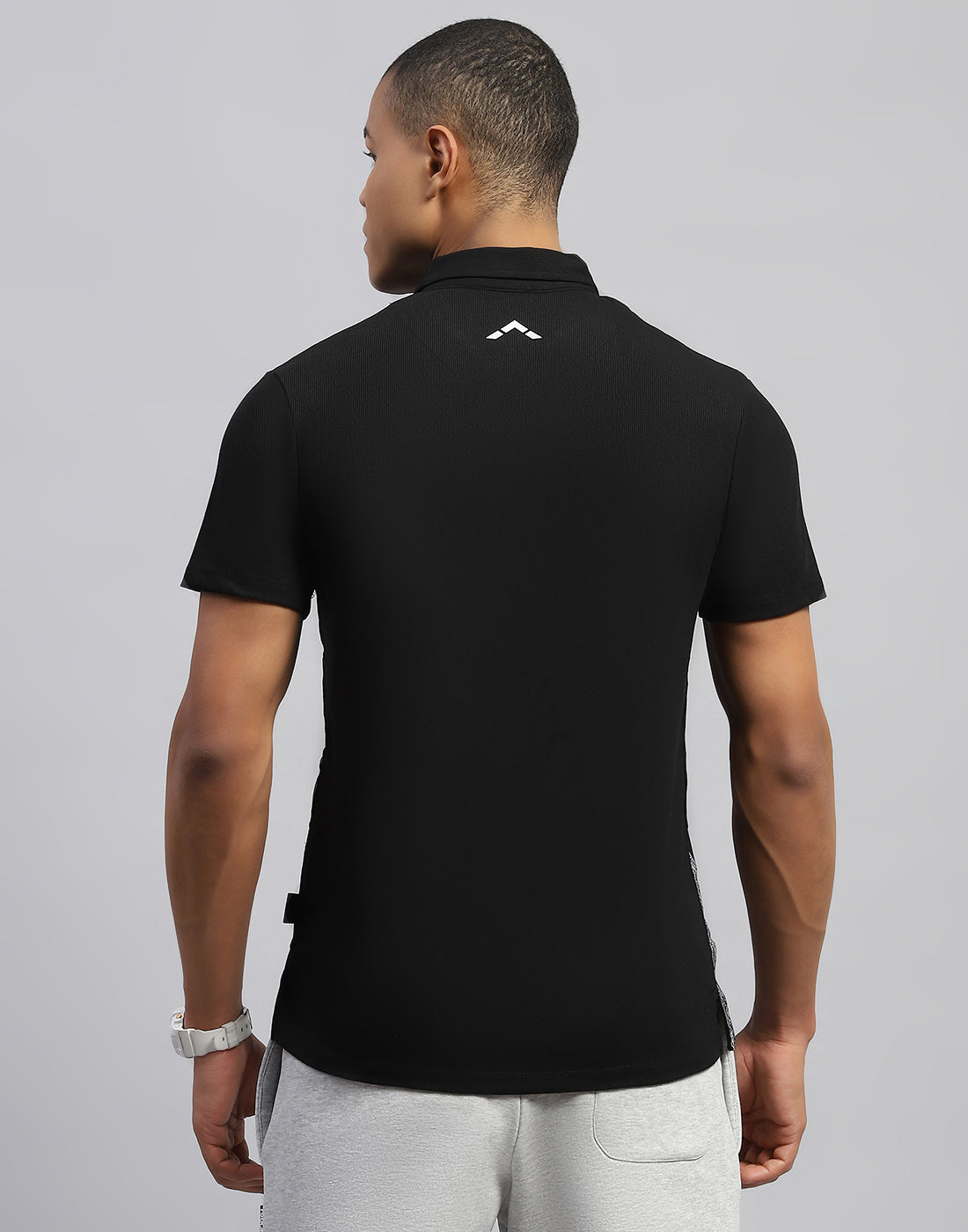 Men Black Solid Polo Collar Half Sleeve T-Shirt