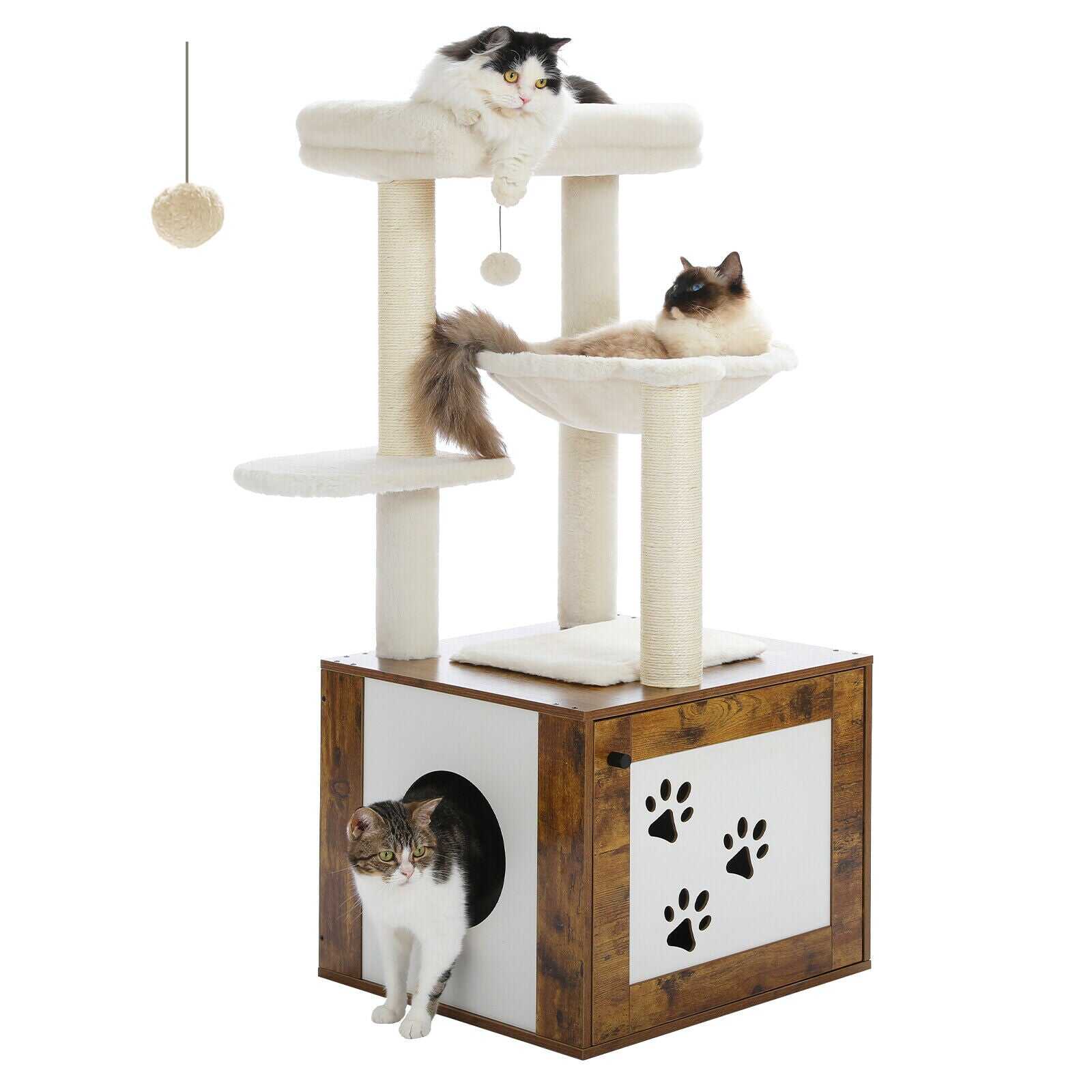 117cm Cat Scratching Post / Tree / Pole with Litter Box Cupboard