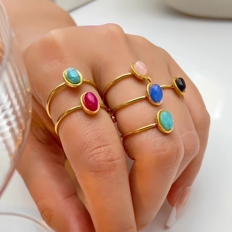 304 Stainless Steel 18K Gold Plated Minimalist Polishing Plating Geometric Adjustable Ring