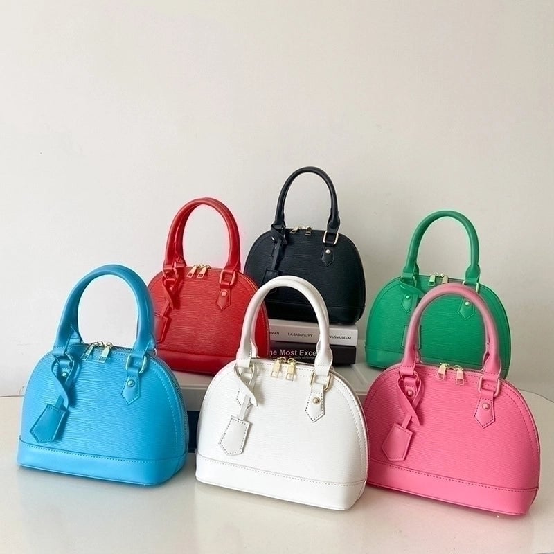 Women's Pu Leather Solid Color Elegant Classic Style Shell Zipper Shoulder Bag Crossbody Bag Dome Bag