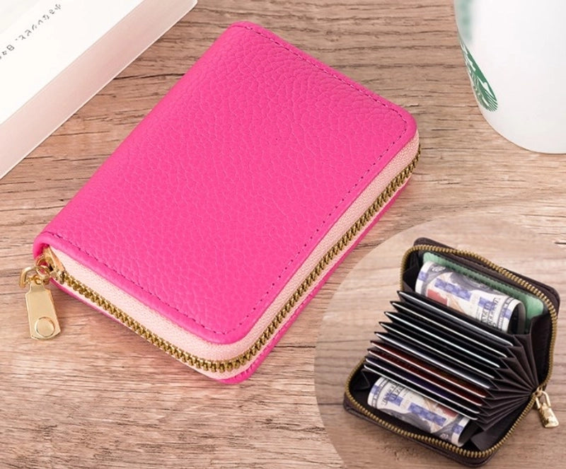 Women's Solid Color Pu Leather Zipper Card Holders