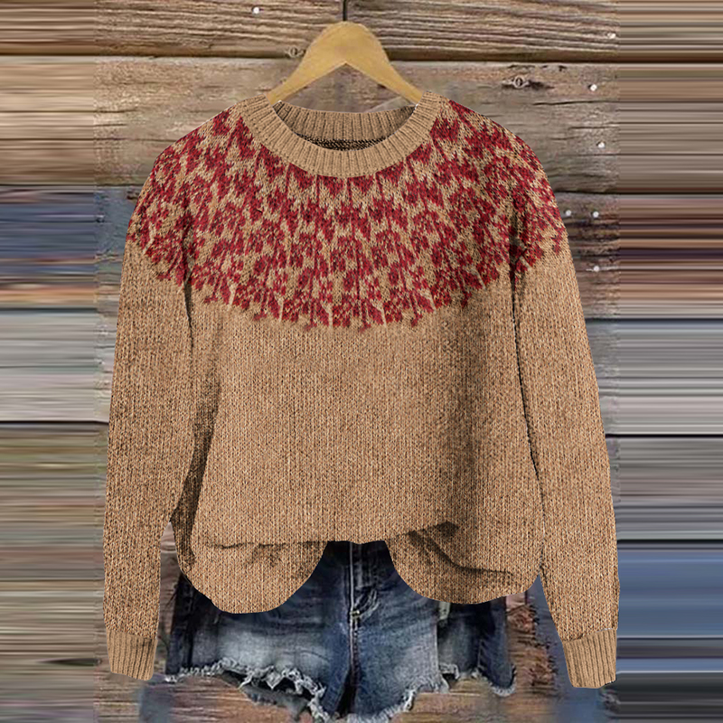 Vintage Icelandic Floral Crew Neck Sweater